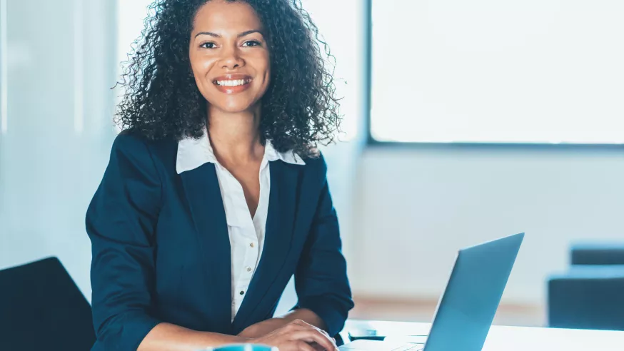 Business worker at laptop