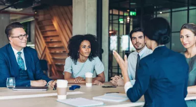 Business workers at table